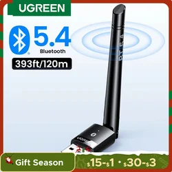 UGREEN-Adaptador USB Bluetooth 5,3 5,4, Dongle de 120M para PC, ratón inalámbrico, teclado, música, receptor de Audio, transmisor