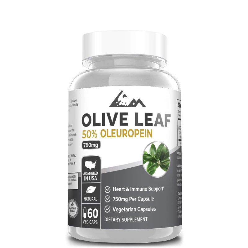 Olive leaf extract (non genetically modified, gluten free) 750 milligrams -50% olive extract - pure - super strong - oil free