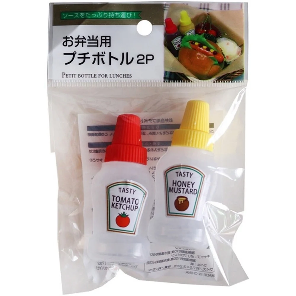 

2pcs/set 25ML Mini Tomato Ketchup Bottle Portable Small Sauce Container Salad Dressing Container Pantry Containers for Bento Box
