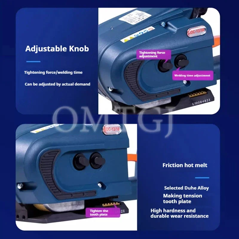 Cordless PET PP Strapping Machine 13mm 16mm Plastic Band JDC Battery Powered Wrapping Equipment with 2 High Capacity Batteries