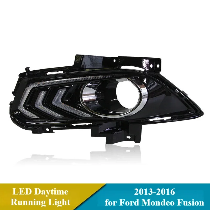 

Car LED Daytime Running Light with Yellow Turn Signal 12V DRL Front Fog Lamp 2 Pcs for Ford Mondeo Fusion 2013 2014 2015 2016
