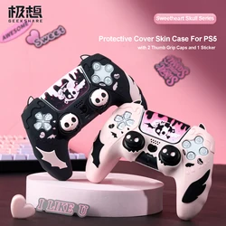 GeekShare Sweetheart Skull Controller Skin Set for PS5,Protective Cover Skin for Playstation 5 with 2 Thumb Grips and 1 Sticker