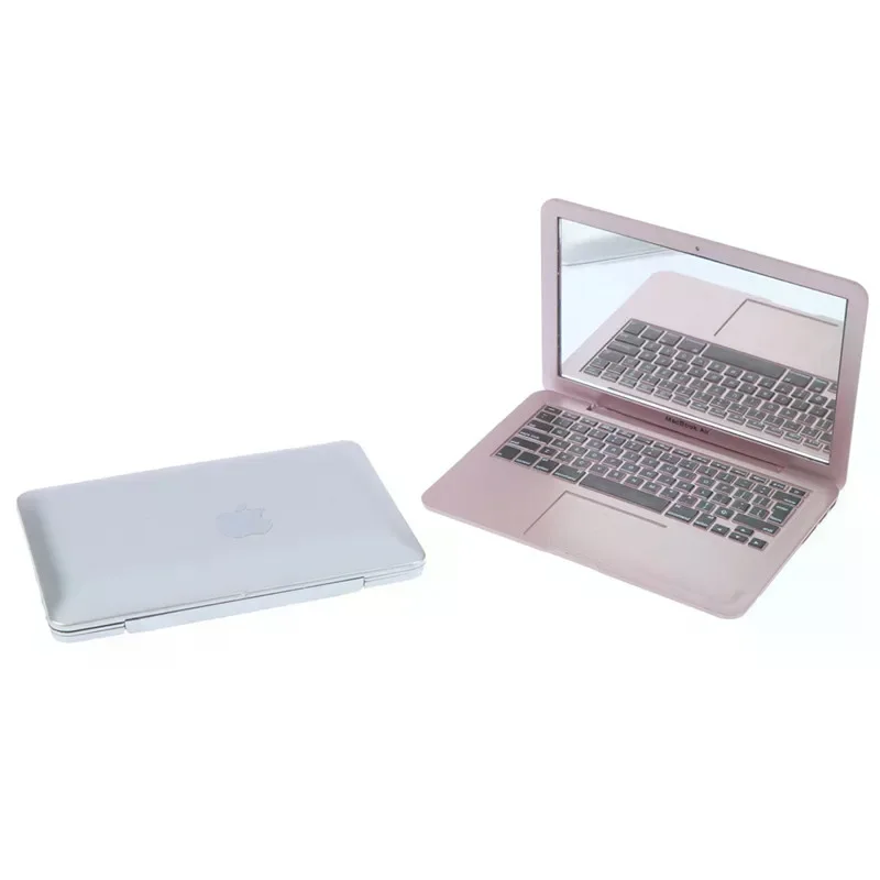Girl's Mini Pocket Laptop Shape Makeup Mirror Toy Clear Baby Mirrors Compact Educational Role-Playing Beauty Set For Kids