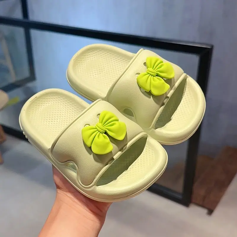 2026 Girls Bow Flip Flops Lightweight EVA Indoor Bathroom Non-Slip Odor-Resistant