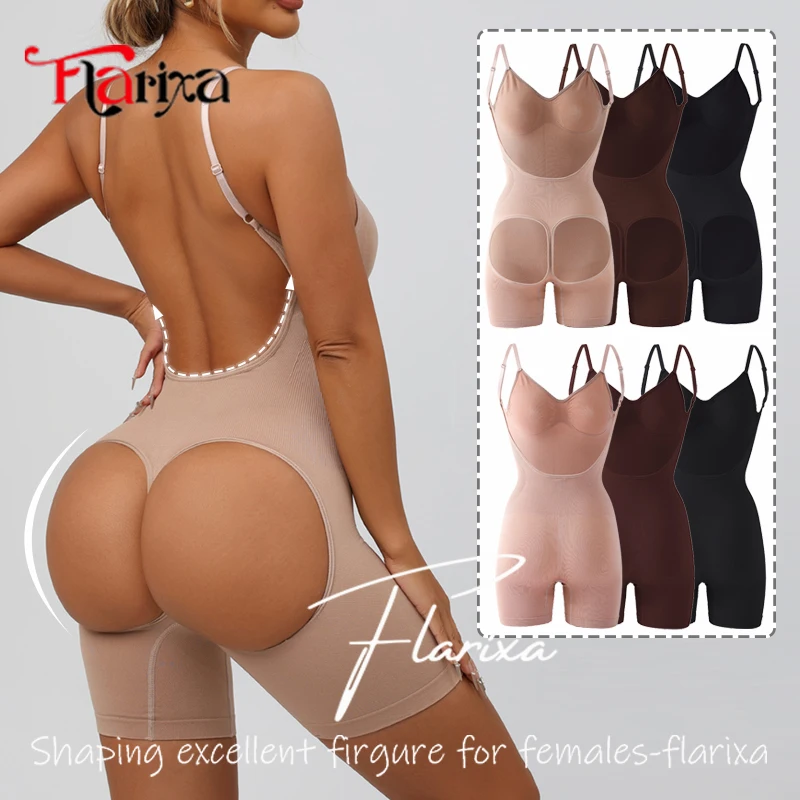 Flarixa Body Modellante Donna con Controllo Pancia, Schiena Scoperta, Effetto Solleva Glutei, Corsetto Snellente per Pancia Piatta