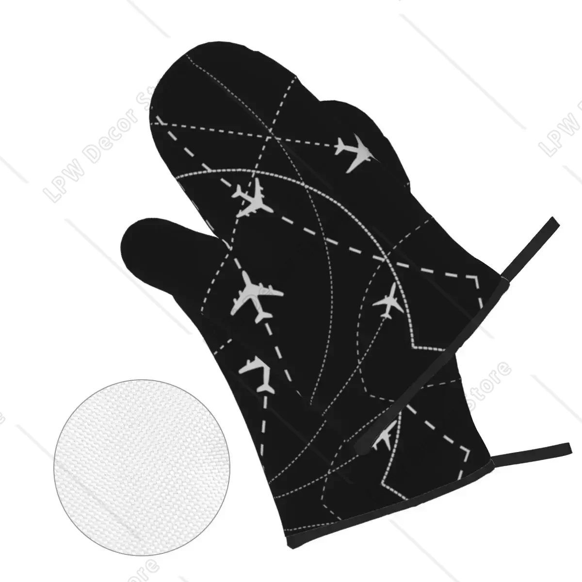 Pilot Routes Oven Mitts and Pot Holders for Kitchen 4pcs Sets Air Traffic Controllers Heat Resistant Baking BBQ Cooking Gloves