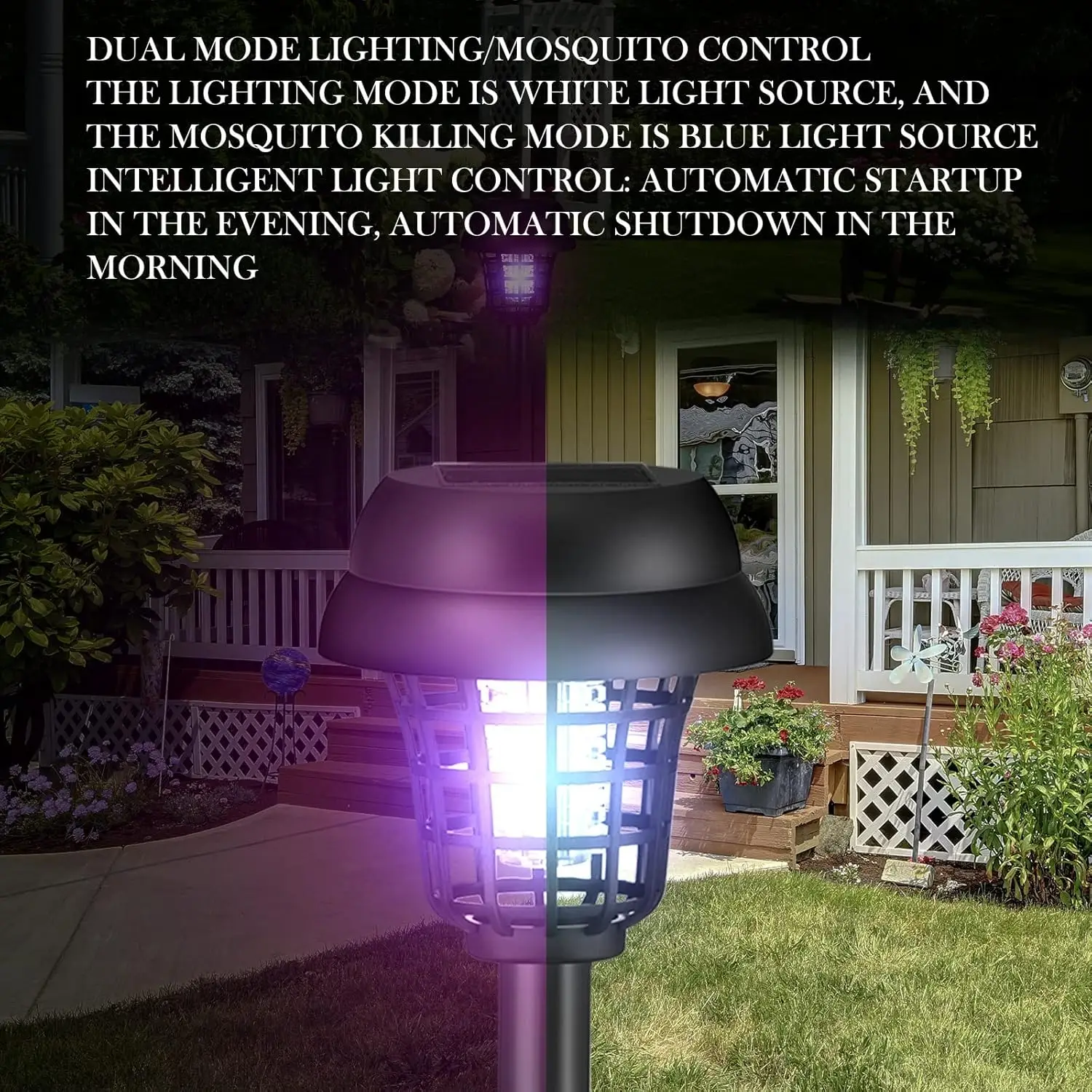 1/2/4/8PCS Solar Bug Zapper Waterproof Outdoor Mosquito Zapper 2 in 1 Mosquito Repellent Lamp with Lighting for Garden Patio image 4