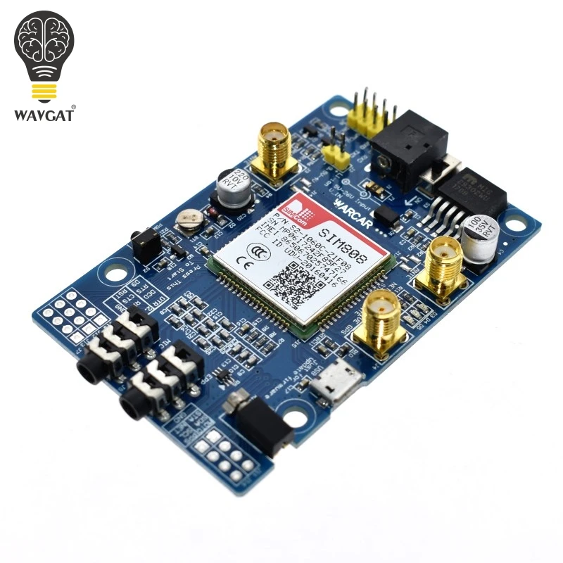 Imagem -02 - Placa de Desenvolvimento de Módulo Sim808 Gsm Gprs Antena Gps Ipx Sma Suporte Raspberry pi 2g 3g 4g Cartão Sim