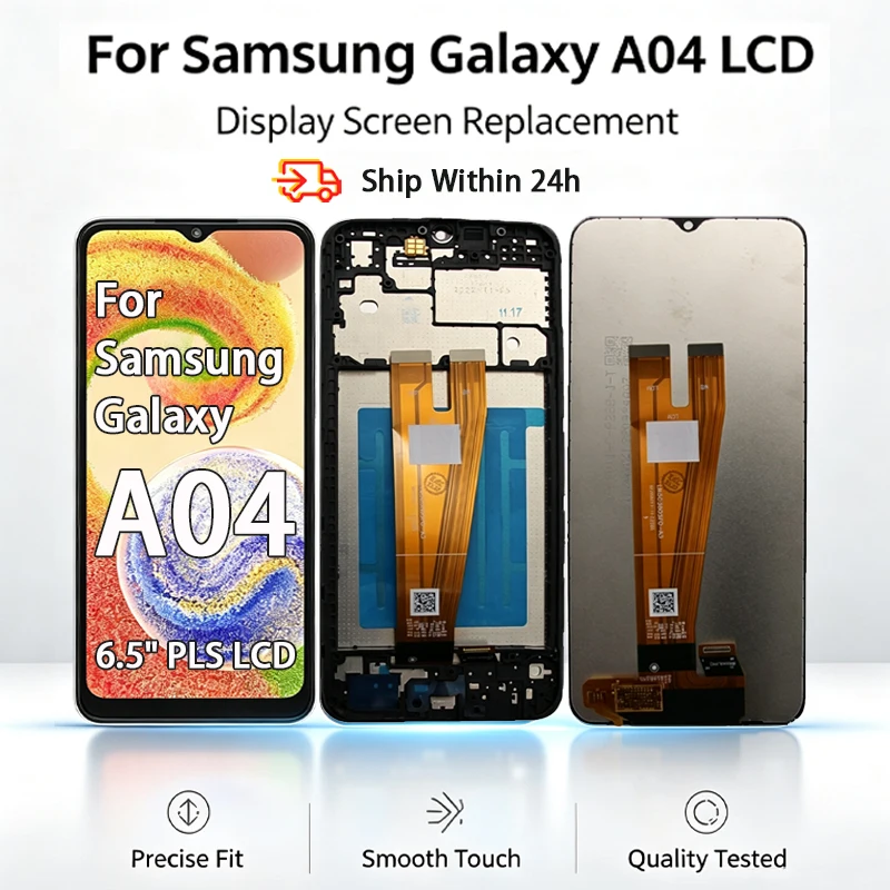New 6.5" PLS LCD For Samsung Galaxy A04 Touch Digitizer Display Assembly SM‑A045F Replacement Repair Spare Phone Screen Parts
