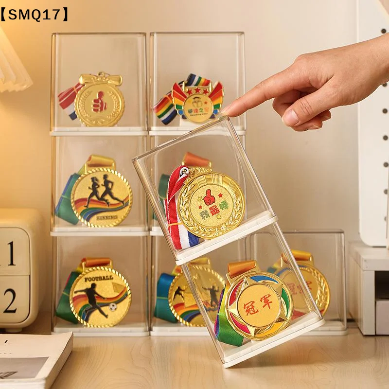 Multi-functional Medal Individual Display Box, Stackable Tabletop Transparent Plastic Visible Rectangular Storage BoxSMQ