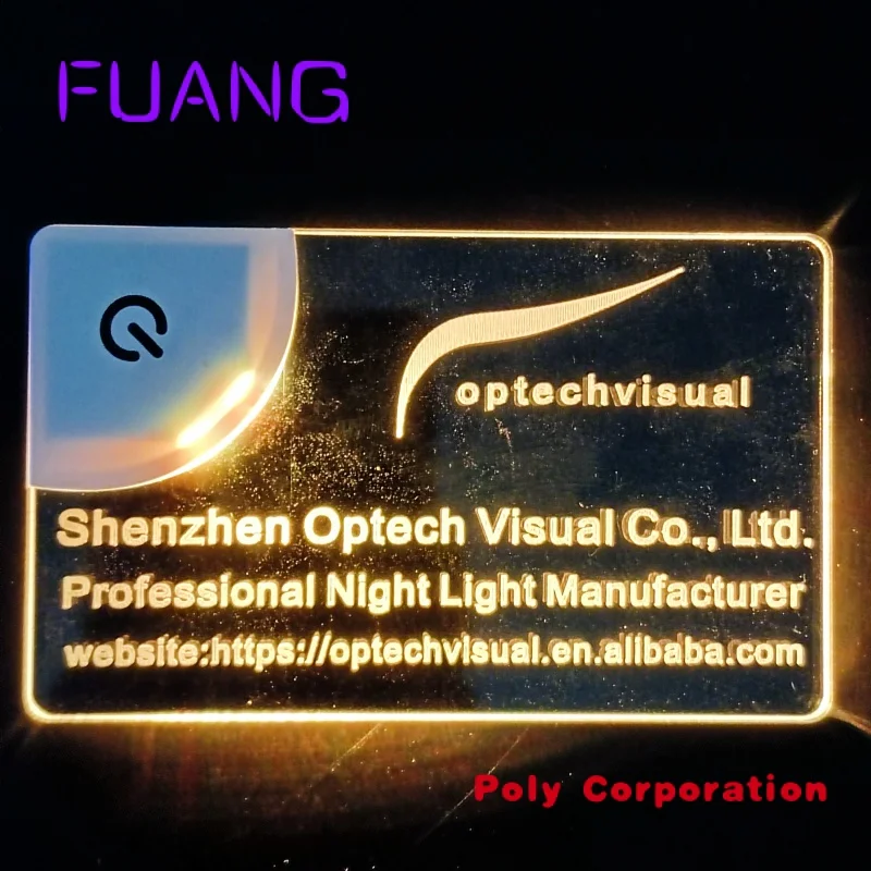 Custom  2023 hot new fashion Luminous Name Card Custom Print LOGO Acrylic LED Business Cards Business Name Card Battery Charge A