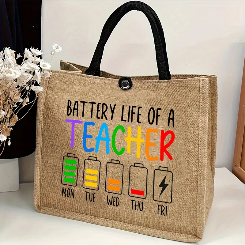 Teacher Linen Handbag with Practical Inner Pocket Design Tote for Outdoor Travel Shopping Bag Best Gift for Best Teacher Gifts