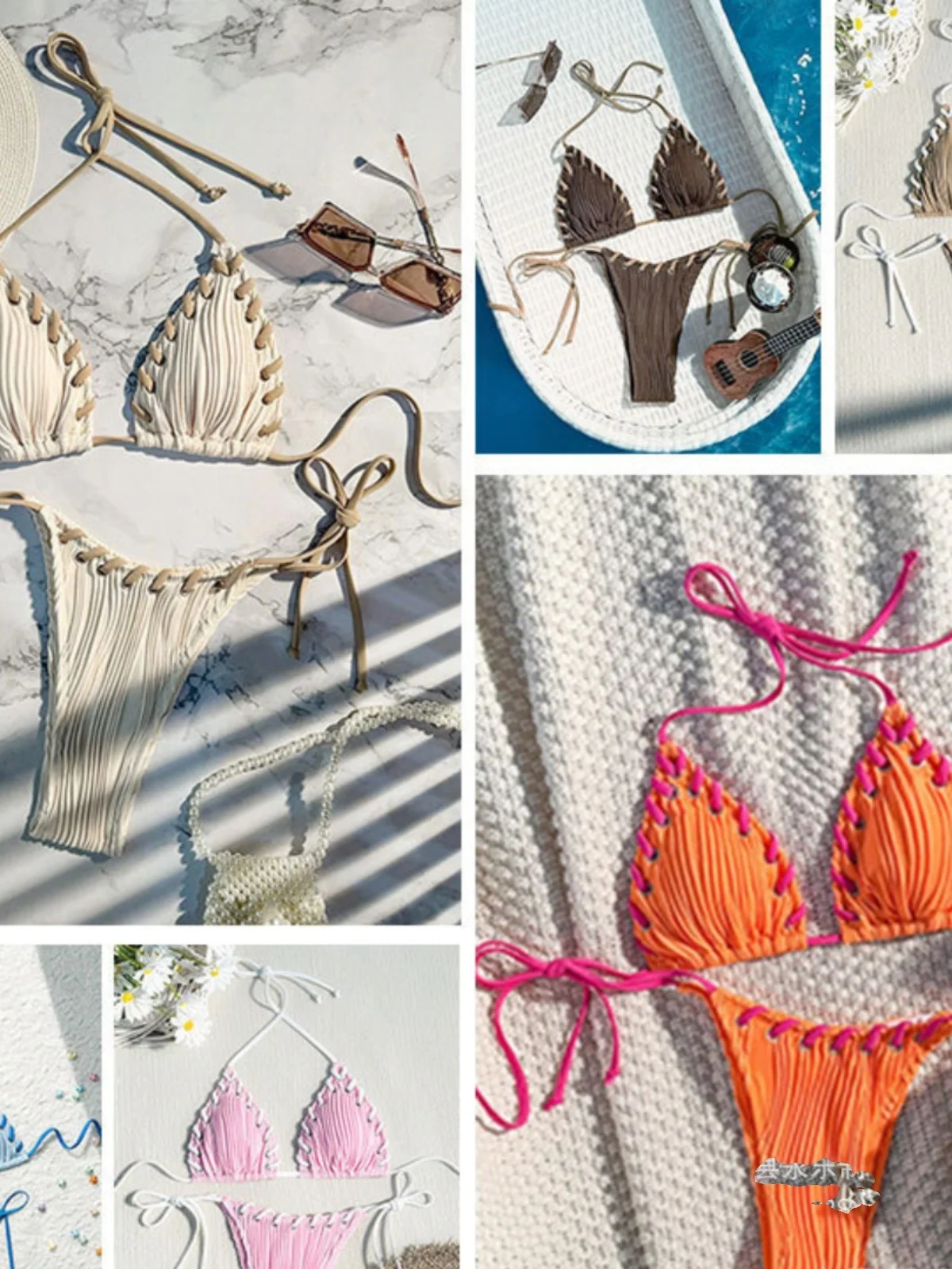 

New 2024 Sexy Pure Color Hanging Ne Bikini Women's Beach Vaion Swimsuit Sport Yoga Fitn Fans Supplies Bikini