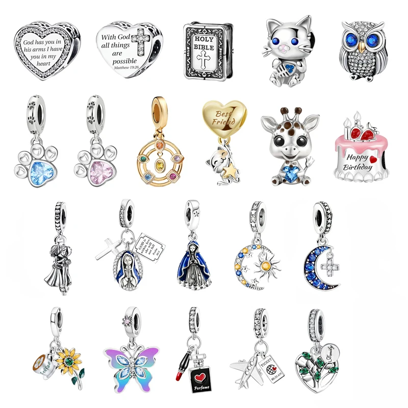 925 Sterling Silver Sunflower Animal Love Heart Cake Diy Charms Beads Fit Make of Bracelets Necklace Fashion Jewelry Gift