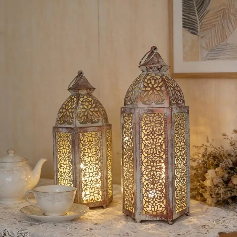 Marokkanische Laterne, verzierte Kerzenlaterne, dekorative Kerzenhalter für indische Hochzeit, Eid, Ramadan, Event, Halloween