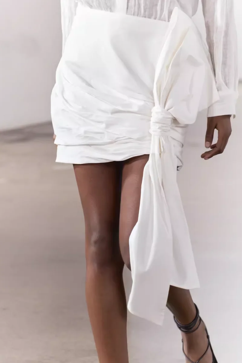 

New Summer 2024 Women's Skirt Pleated Knot Decorated Versatile mid Waist A-Line ort Skirt Bodycon f-length Skirt