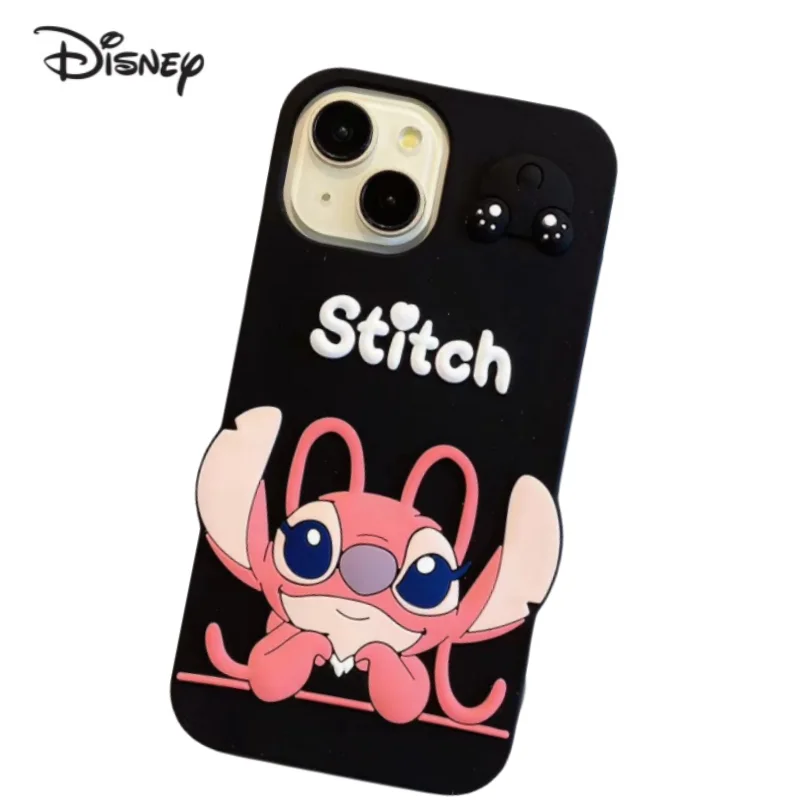 2025 Disney Stitch new cute phone case suitable for iPhone 15/14/13 Promax phone case 3D silicone anti drop protective cover