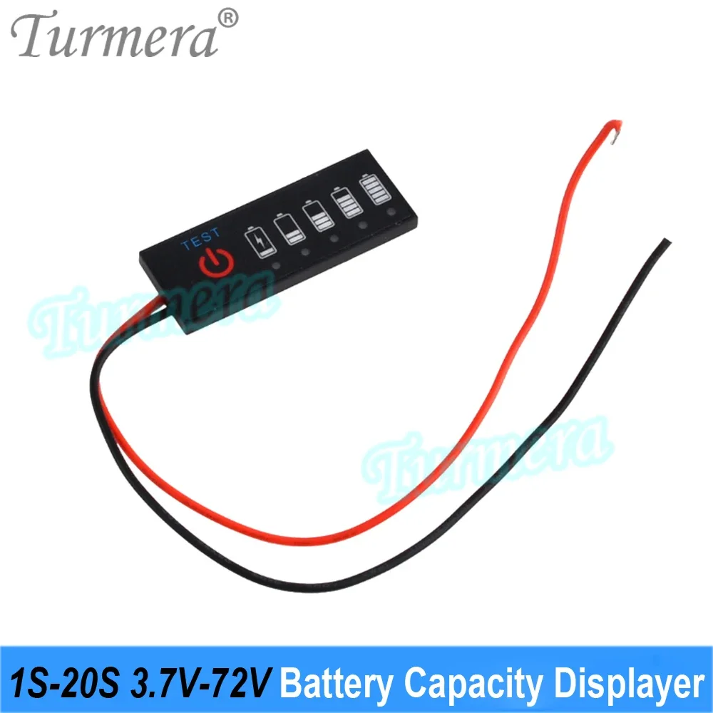 Turmera 1S-20S 3.7V-72V Battery Indicator Displayer with Switch Use in 12V 18V 24V 36V 48V 60V Lithium Battery Lifeo4 Lead-Acid