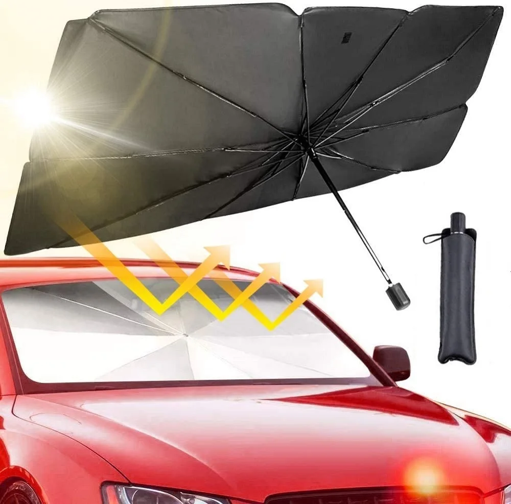 Car Windshield Sun Shade Umbrella Protector Titanium Silver Auto Front Window Sunshade Covers Interior Windshield Protection