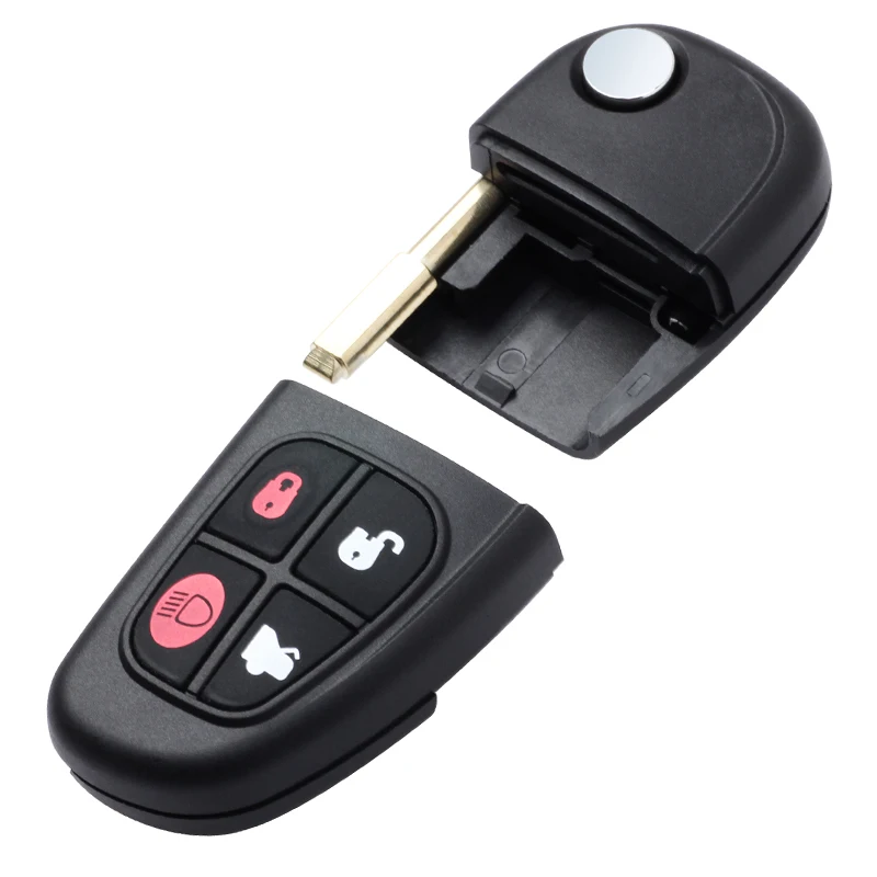 KEYECU  315/ 433MHz 4D60 Chip NHVWB1U241 4 Btn Car Auto Flip Remote Key Fob for Jaguar X-Type S-Type 1999-2009 XJ XJR 2002-2008