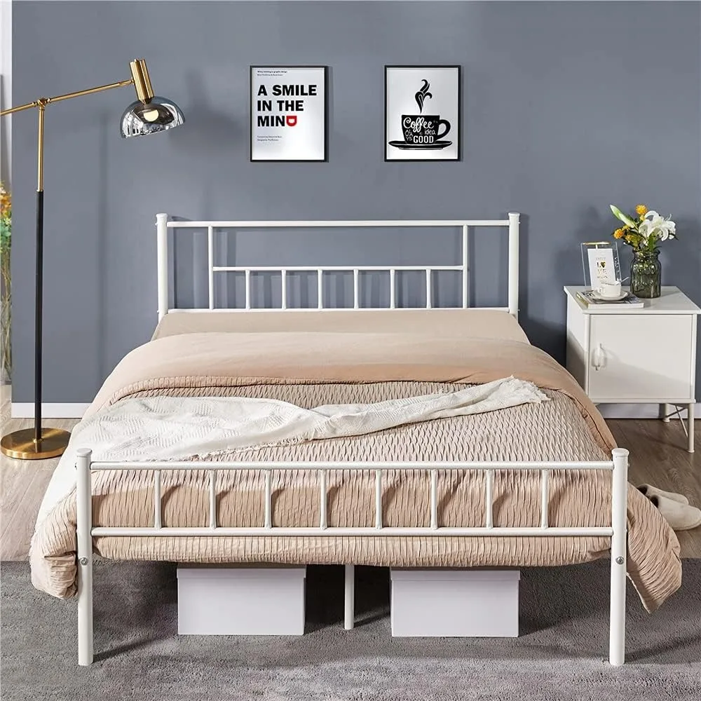 

Yaheetech 13 inch Queen Size Metal Bed Frame with Headboard and Footboard Platform Bed Frame with Storage No Box Spring Needed M
