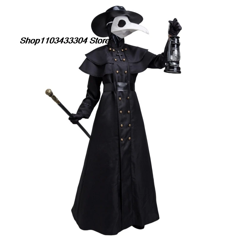 Halloween mittelalter liche Kapuze Robe Pest Arzt Kostüm Maske Hut für Männer Mönch Cosplay Steampunk Priester Horror Zauberer Umhang Umhang 5xl