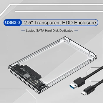 2,5-calowa obudowa zewnętrznego dysku twardego USB 3.0 SATA do USB3.0 UASP Przezroczysta przenośna obudowa dysku twardego 2T HDD Bez narzędzi Przezroczysta