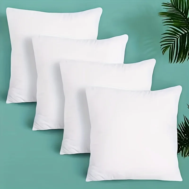 

4pcs White Pillow Core, High-grade Pillow Cushion - Soft, Square Padded, Durable Polyester Fiber, Washable Square Cushion Cover,