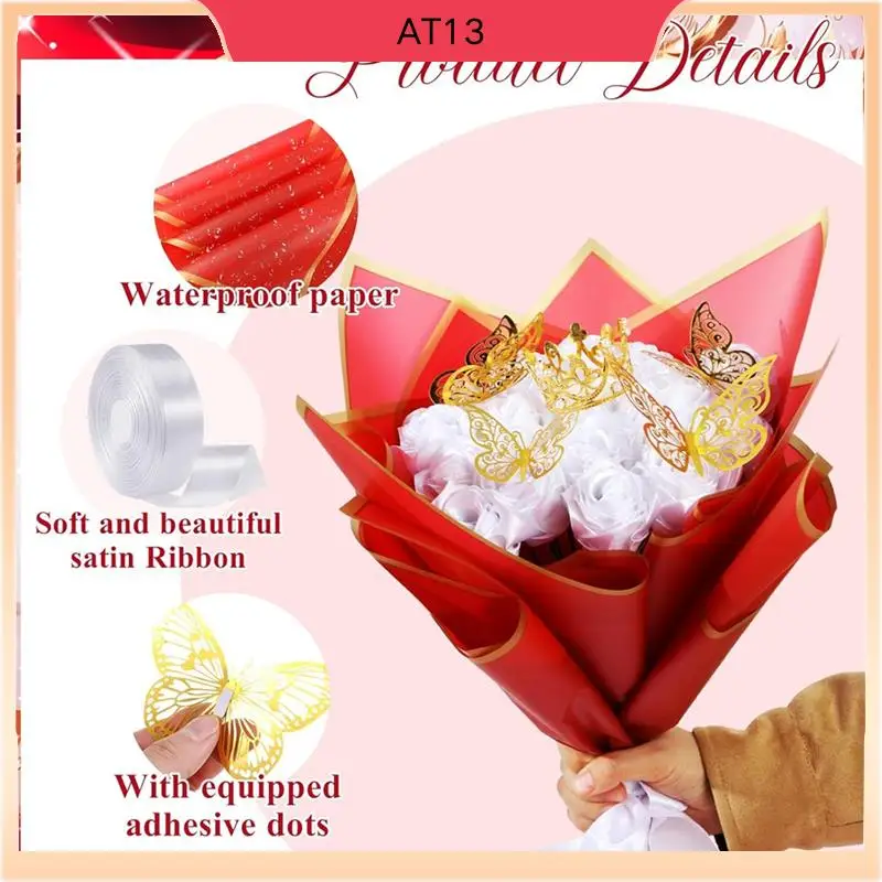 

AT13 Искусственные розы Букет цветов Букет оберточная бумага Цветочная упаковочная бумага Белый