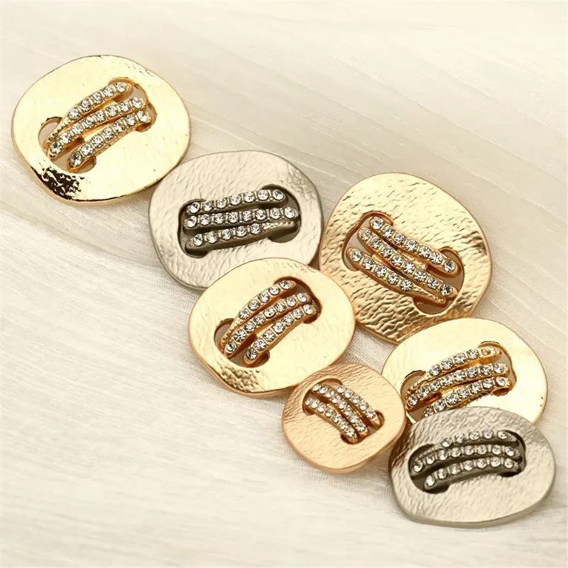 10 Pieces/set of French Retro Irregular Oval Metal Buttons, Women\'s Knitted Coats, Suit Jackets, Clothing Decoration Buttons