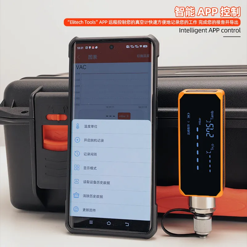 Medidor de Vacío Digital VGW-Mini, Micrómetro Digital para Refrigeración, Medidor de Vacío con Medición Precisa