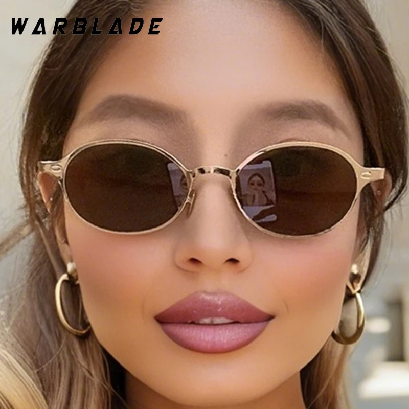 جديد فاخر صغير البيضاوي الشرير إطار معدني النظارات الشمسية النساء الهيب هوب تصميم النظارات الشمسية الذكور القيادة السفر نظارات UV400 lrest Mujer