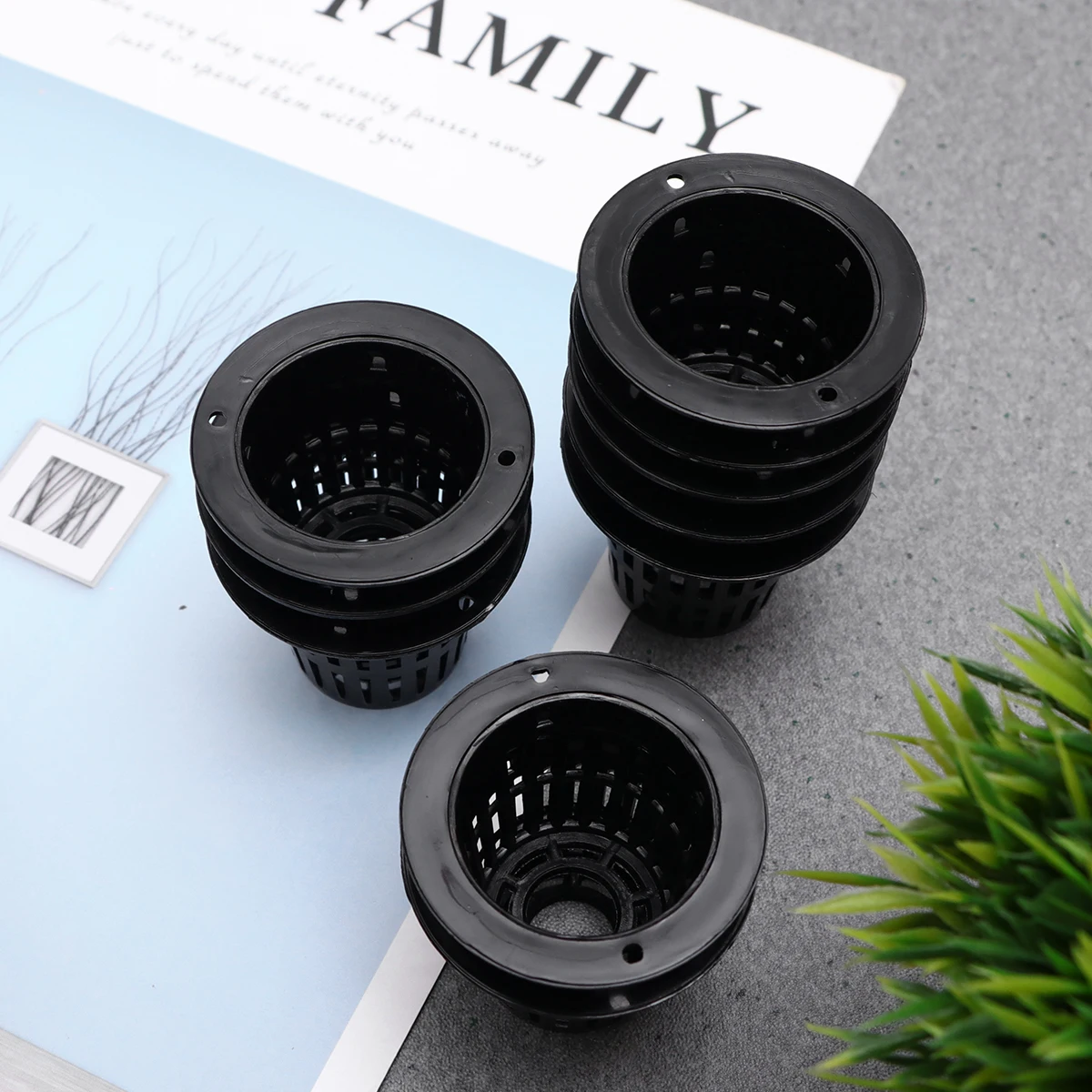 

50pcs 42Mm Slotted Mesh Soilless Culture Vegetable Net Pots For Hydroponics Aquaponics Orchids Black Uv Resistant Plastic