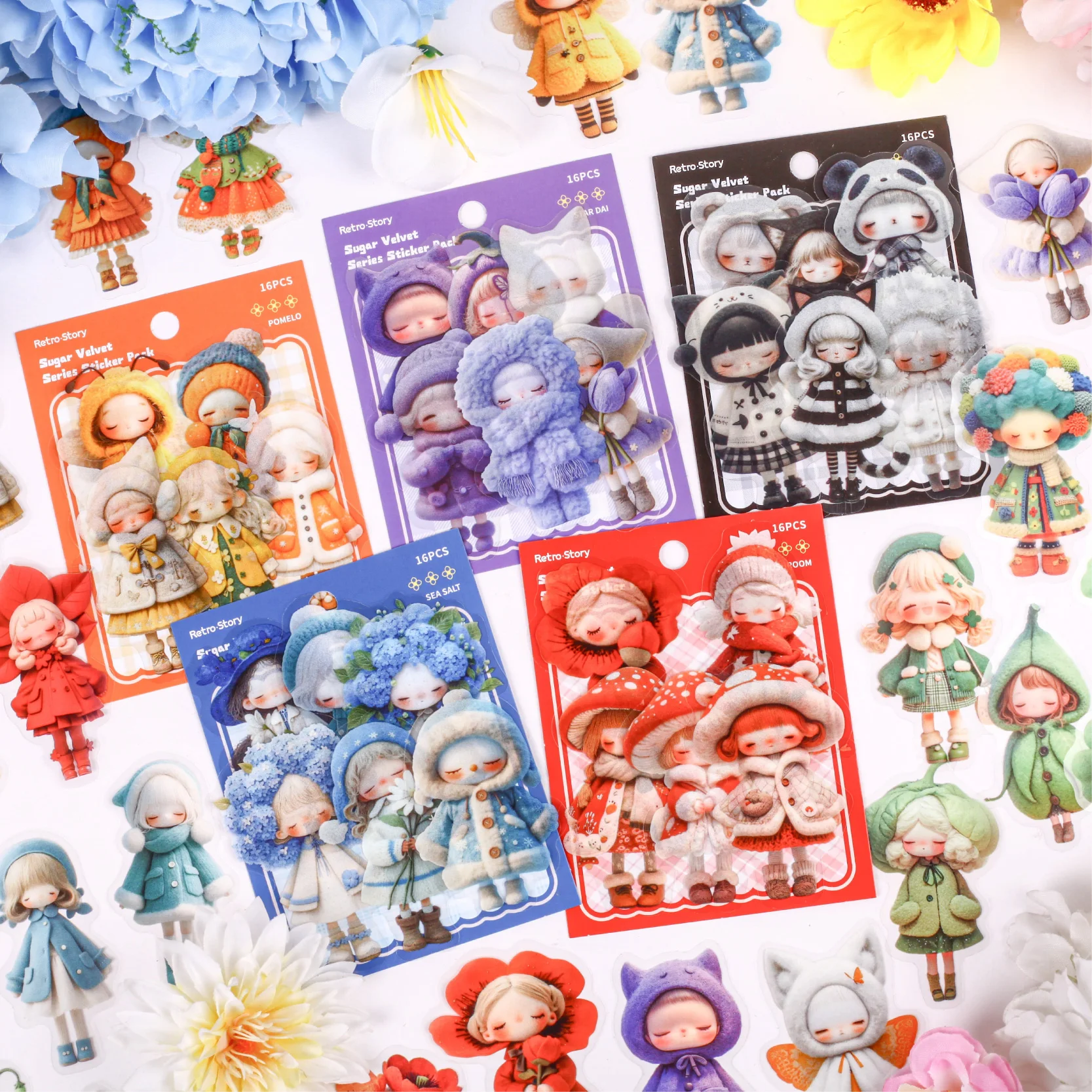 20 ورقة/حقيبة من ملصقات شخصيات كرتونية قطيفة لتزيين مجلة القصاصات بنفسك وحافظة الهاتف المحمول #1