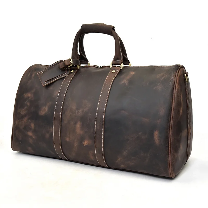 

Fall Winter Large Capaci Leather Travel Bag Men's Handbag Single oulder Slant Cross Bag Cowhide Vintage Mad Skin