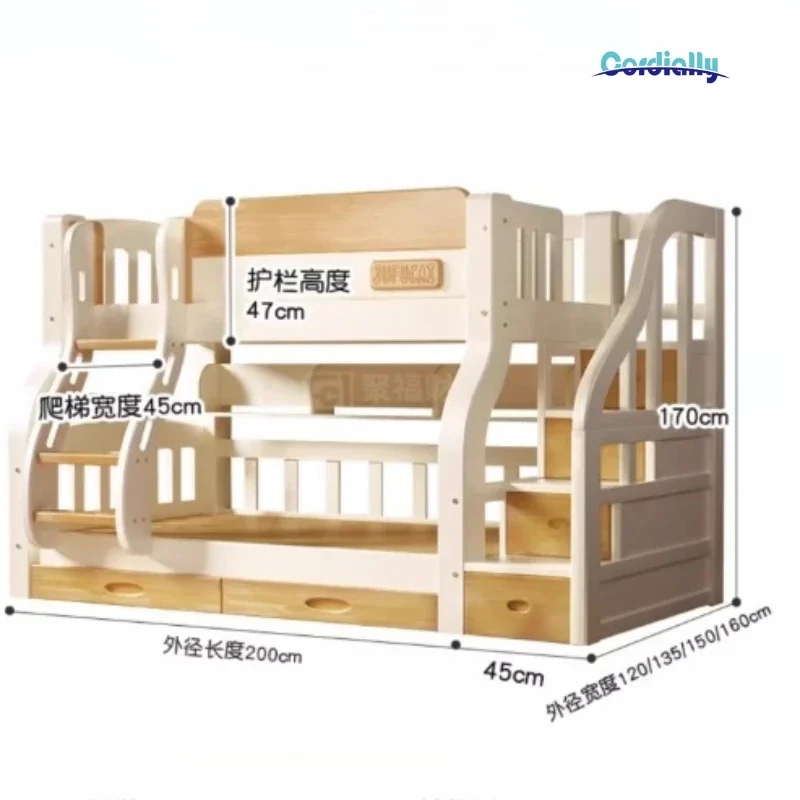 Loft Double Bed With Stairs Frame Headboards King Size Drawer Storage Bunk Beds Kids Children Queen Adult Bedroom Furniture Sets - view 6
