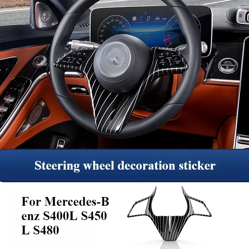 

For Mercedes-Benz S400L S450L S480 Vertical Stripe Steering Wheel Decorative Patch Car Accessories Daquan Accesorios Para Auto