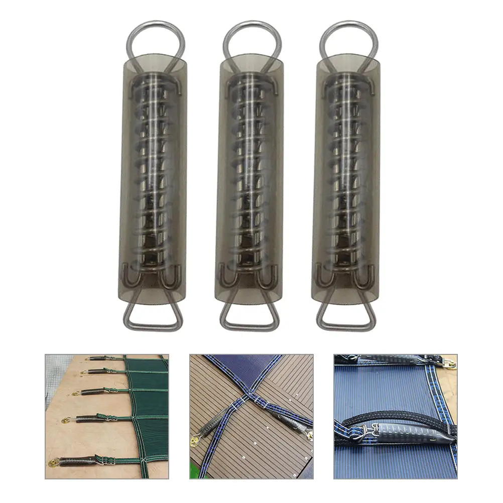 

3 комплекта пружин для безопасности покрытия бассейна, сверхпрочные пружины из нержавеющей стали с защитными чехлами из ПВХ, сменные пружины для уличных бассейнов