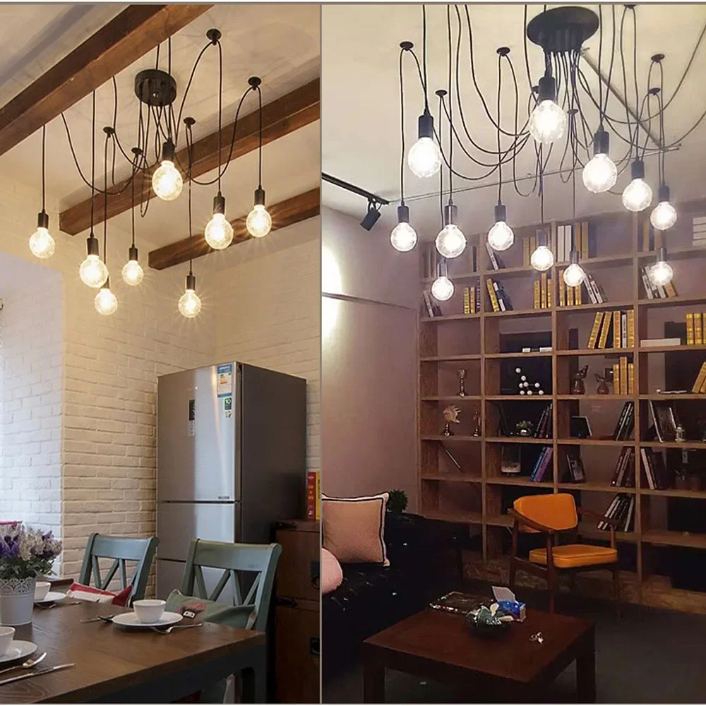 DIY Art Spider Chandelier Hanging Lamps1/3/5/6/8/10/12/14 Heads Home Suspension Decor Vintage Industrial Ceiling Pendant Light