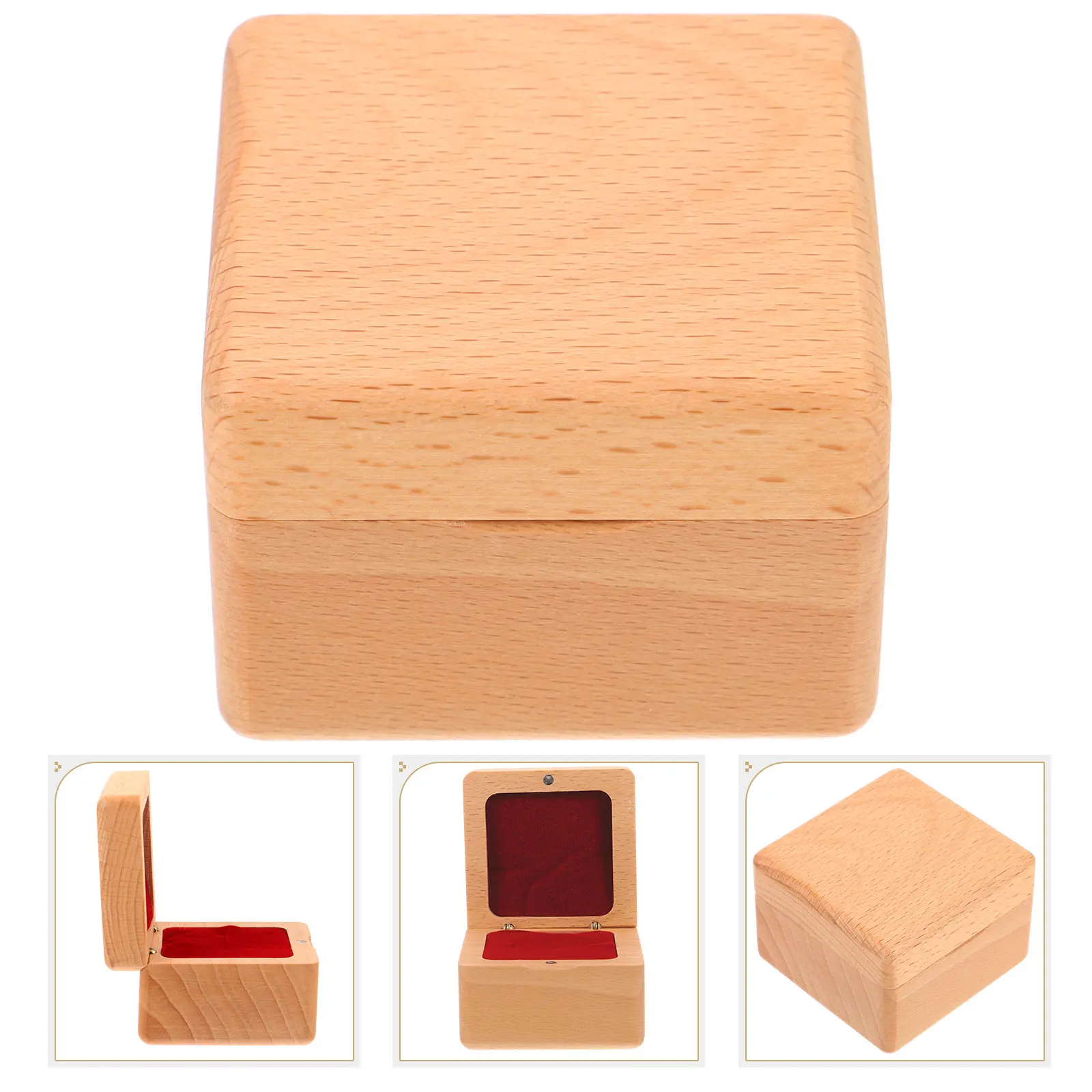 

Wooden Ring Box Elegant Wedding Ring Holder Jewelry Case Display Storage for Engagement Proposal Gift Jewelry Display Box