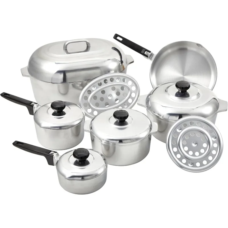 

USA Heavy Duty 13-Piece Cast Aluminum Cajun Cookware Set, Silver