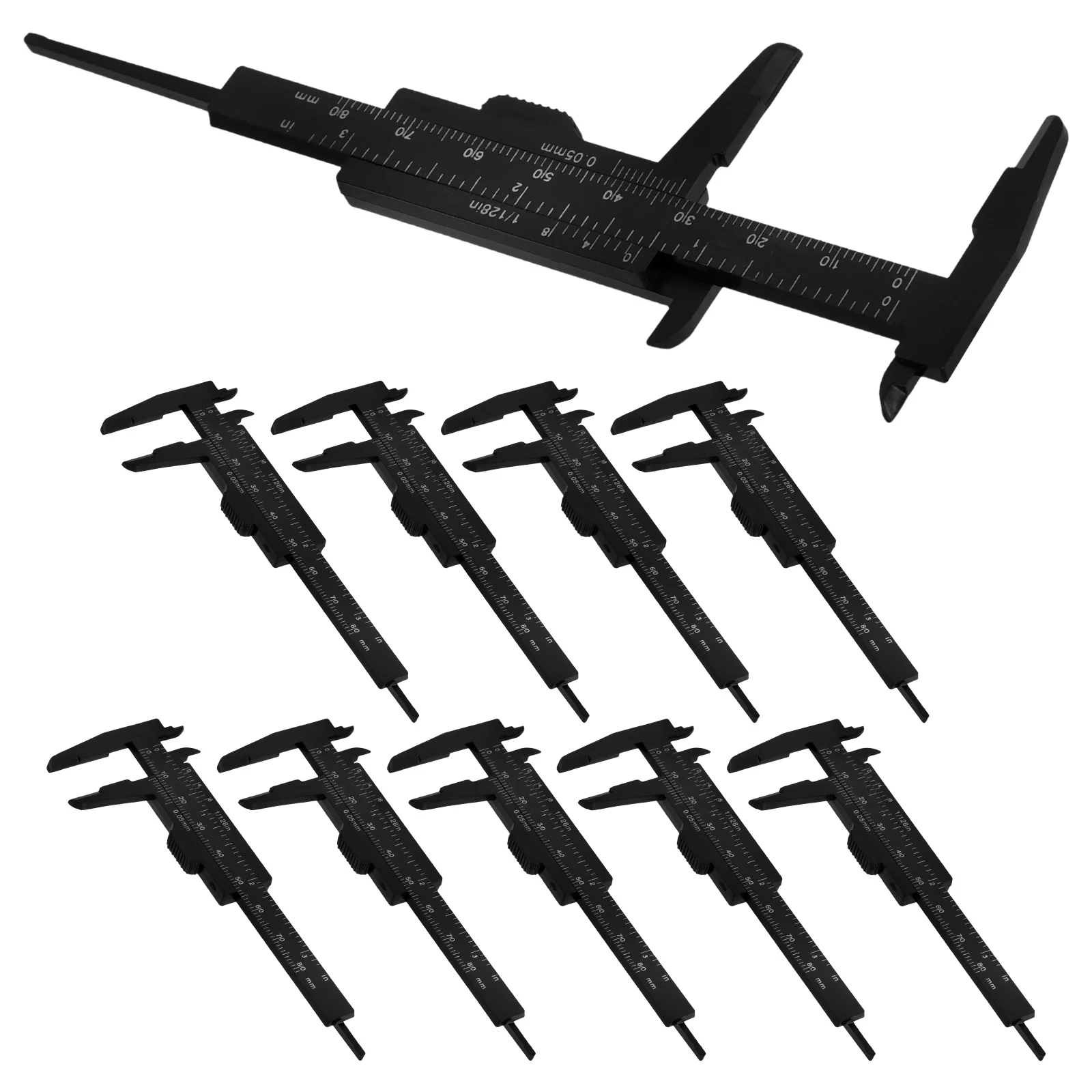 

10 Pcs Eyebrow Spacing Measurement Ruler Facial Calipers Suite Measuring Tool Pp Plastic Practical Scale Black Color Portable