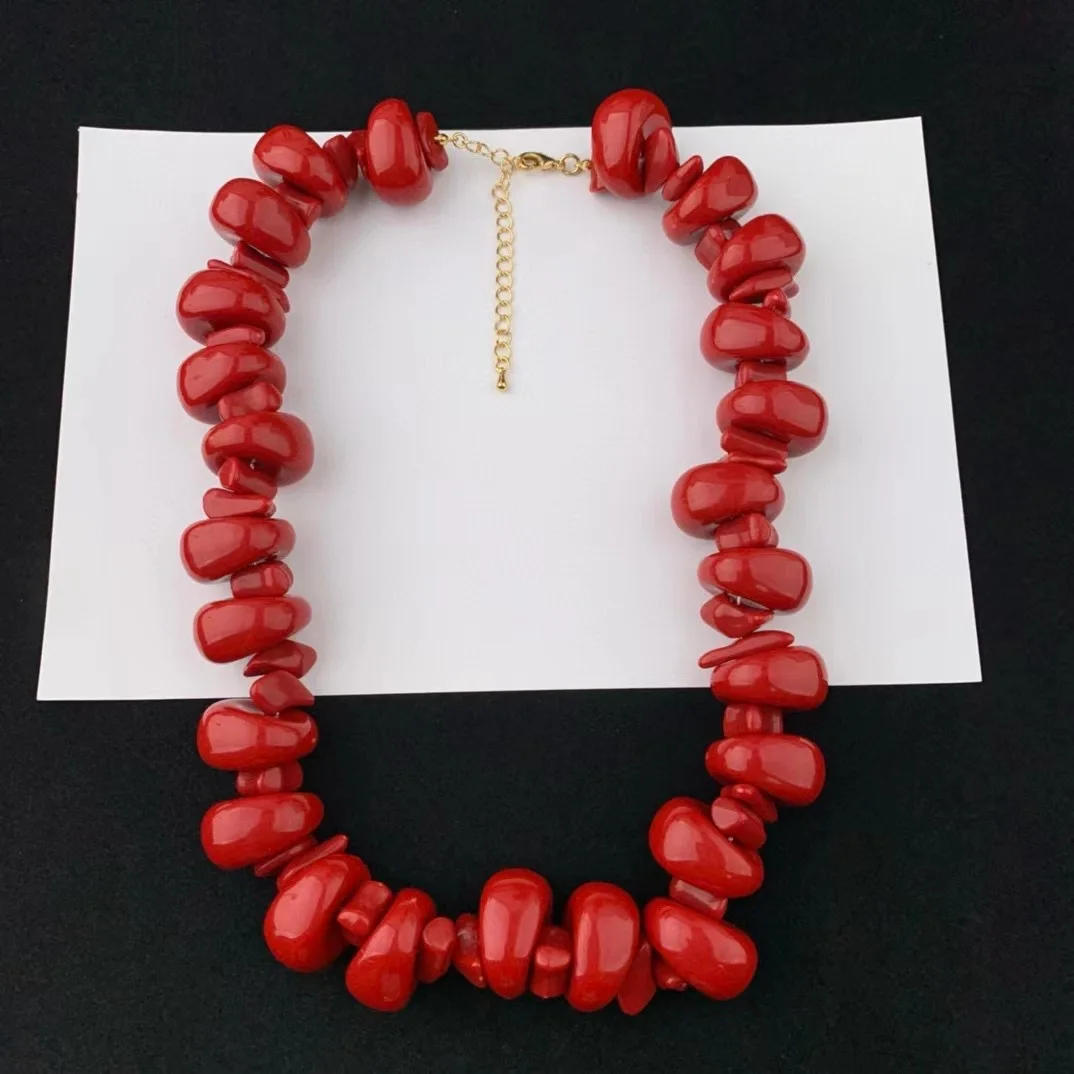 Vintage Temperament Red Irregular bead Necklace for women's girl gift  party Choker Jewelry wholesale