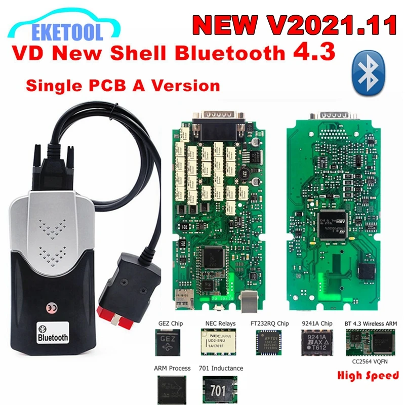 A+Quality V2021.11 V2020.23 Multidiag Pro+ VD150 Single PCB Board TCS Pro Scanner OBD2 Code Reader for Cars/Trucks