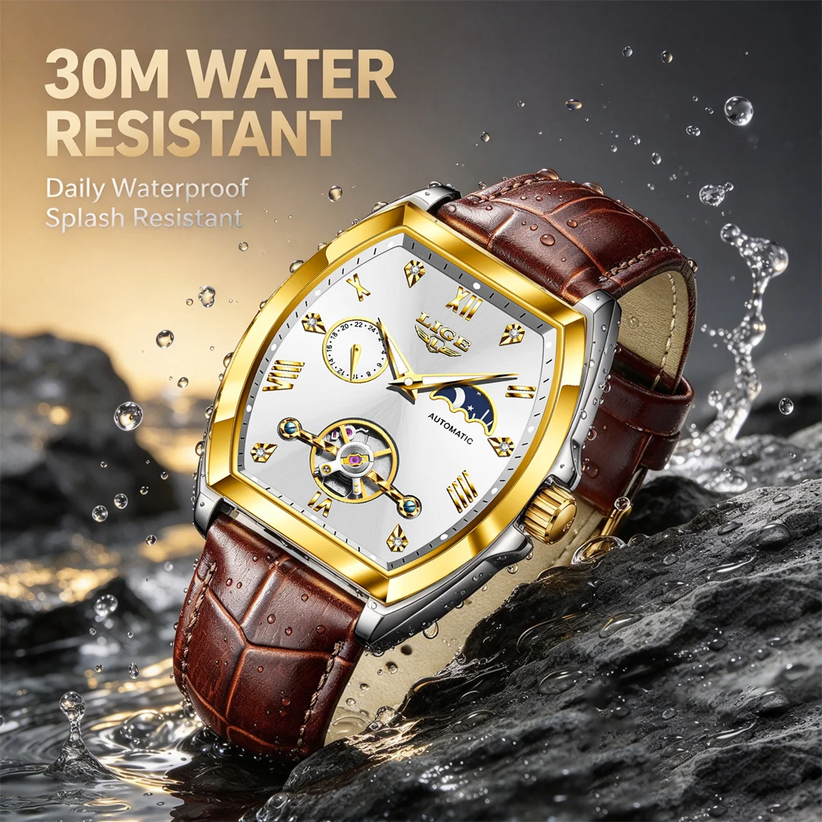 Reloj mecánico automático de l - Skeleton Automatic Watch Luxury Tourbillon reseña y precio
