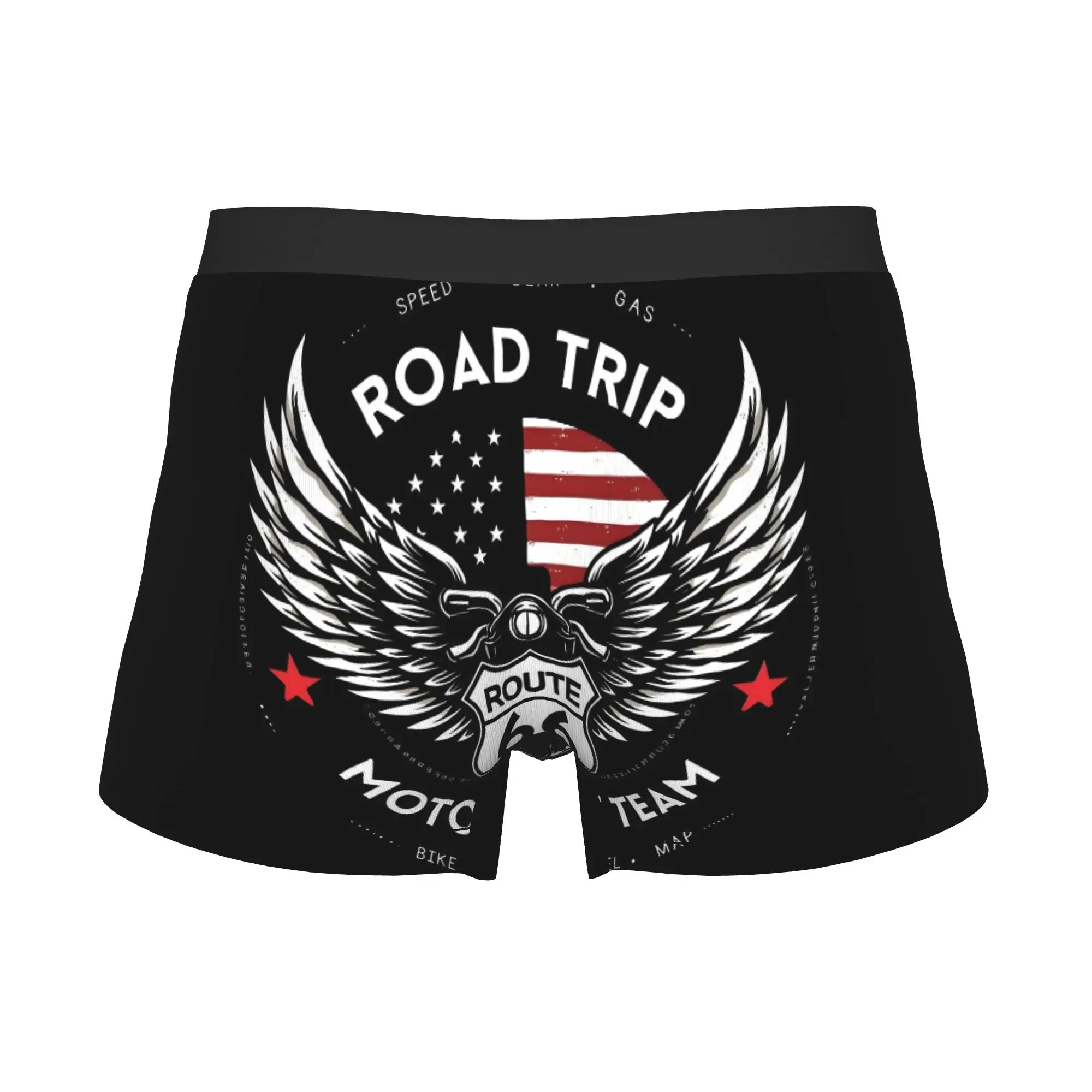 Cool USA Flag Motorcycle Route 66 Boxers Shorts Panties Men's Underpants Stretch The Mother Road Briefs Underwear