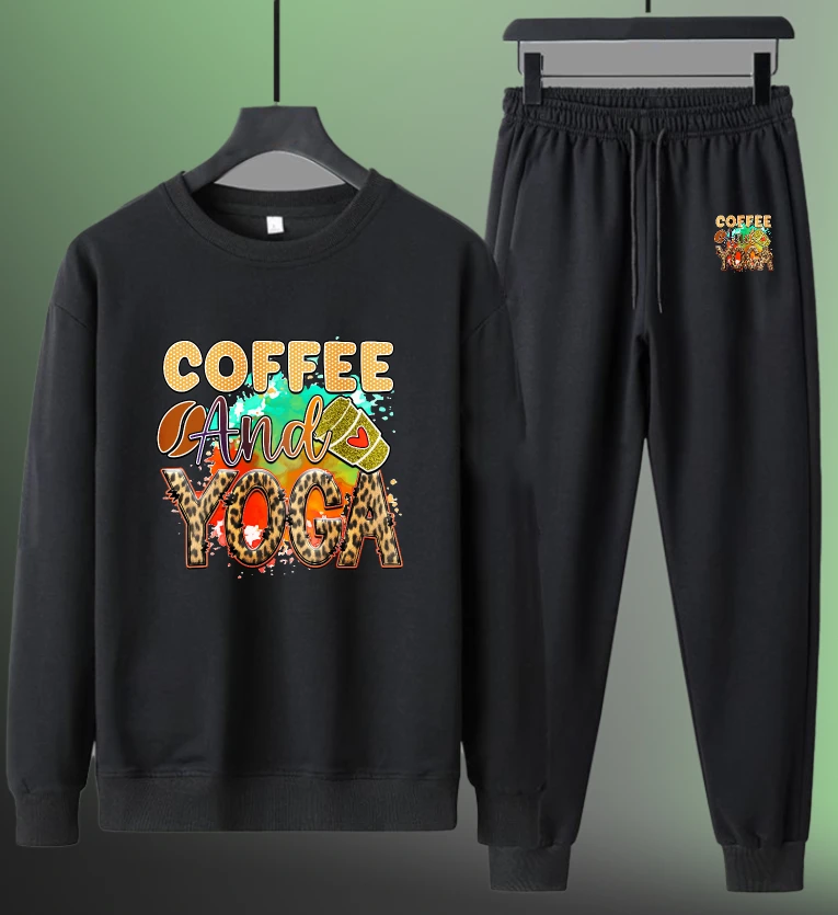 

Men's set two-piece sets Long sleeves sports summer men's clothing Autumn printed Coffee Art man buses tracksuit men