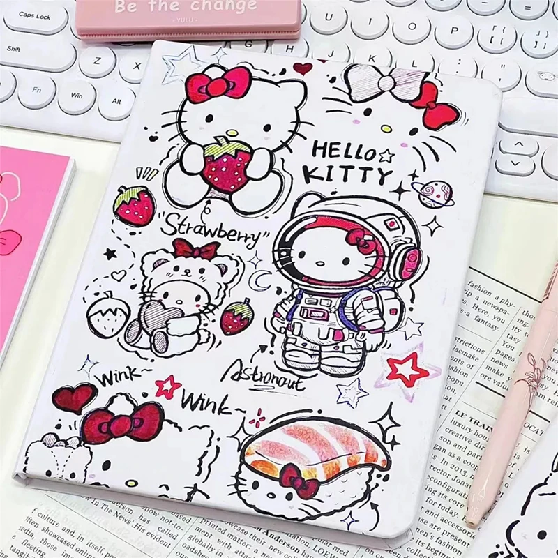 Sanrio Hello Kitty Cute Cartoon Kt Cat Cute Cartoon Graffiti Notebook Kawaii Periphery Student Stationery Tabletop Decoration