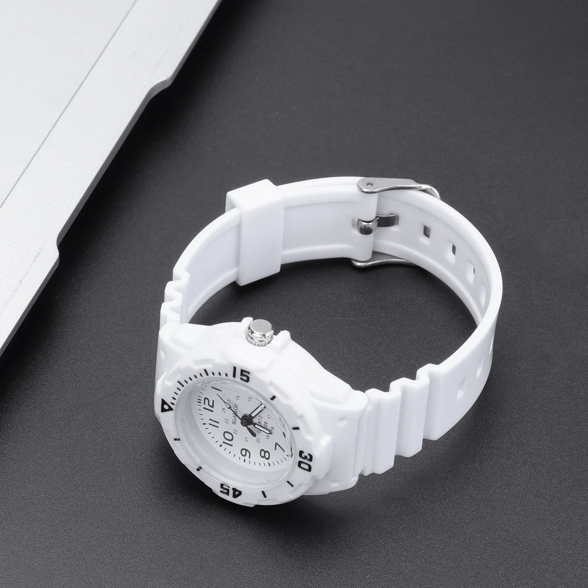 Silicone Quartz Watch For Kids White Arabic Numerals Children'S Sports Wristwatch With Precise Movement Comfortable Design