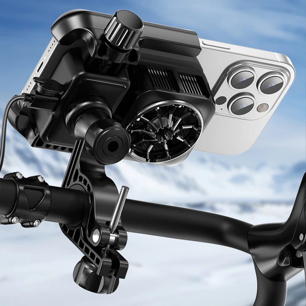 

Phone Stand Bracket with Cooling Fan 360 Degree Rotating Bicycle Mobile Phone Support Motorcycle Phone Holder for MTB Road Bike